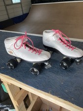 Riedell R3 Cayman Roller Derby SPEED Skates White Nitro Wheels Size 9