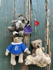 Vintage Lot 3 Miniature Stuffed Teddy Bears Moveable Arms Legs