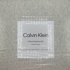 NEW Calvin Klein Modern Cotton Melange Jersey IVR/GRY KING DUVET/SHAM SET