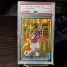 Christian Pulisic 44/50 [Gold Lava] #76 2024 Topps Chrome UEFA AC Milan PSA 10