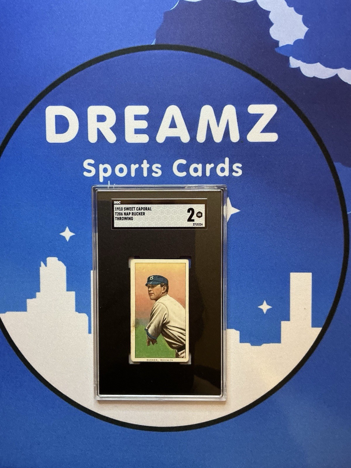 1910 T206 SWEET CAPORAL THROWING NAP RUCKER SGC 2