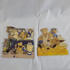 P. Jackson 1989 Teddy Bear D coupage Wall Art Set of 2 Vintage Nursery Plaques