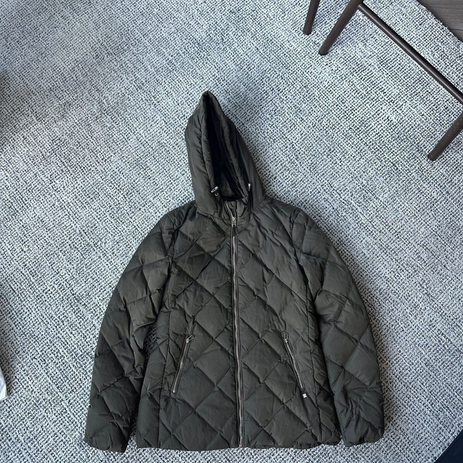 Short water-repellent puffer jacket · dark green · Coats thumbnail 2