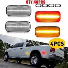 LED Side Marker Lights Clear For 2010-18 Dodge Ram 2500 3500 HD Dually Bed 4-20X