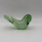 Murano Art Glass Dove Bird Figure Green Speckled Dust Vintage Collectible