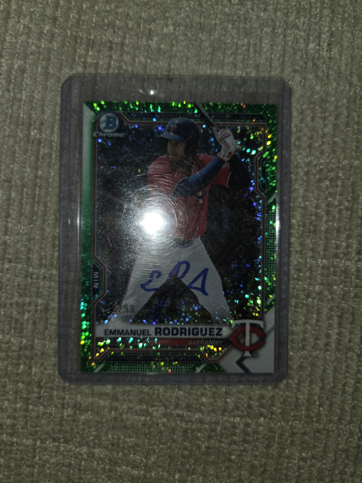 Emmanuel Rodriguez Signed Bowman Chrome Green Refractor Auto /99 Minnesota Twins view 3