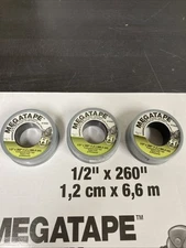 3 Pack Hercules Megatape Pro PTFE Tape, Gray, 1/2-In. x 260-Ft. New