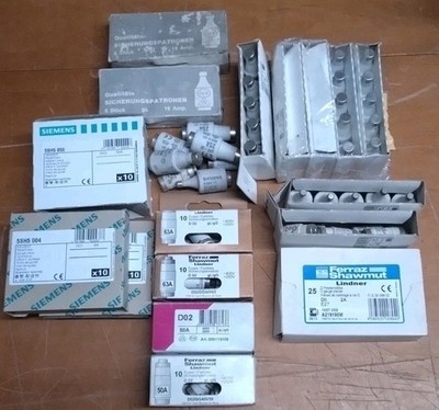 Konvolut MERSEN / Hager / Ferraz Sicherungen, Schraubkappe, NEOZED  Porzellan