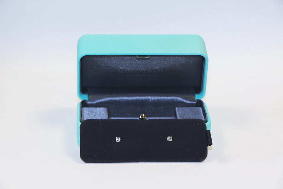 Tiffany Co Platinum 0.22ct Round Diamond Solitaire Prong Set Stud Earrings - Image 2 of 4