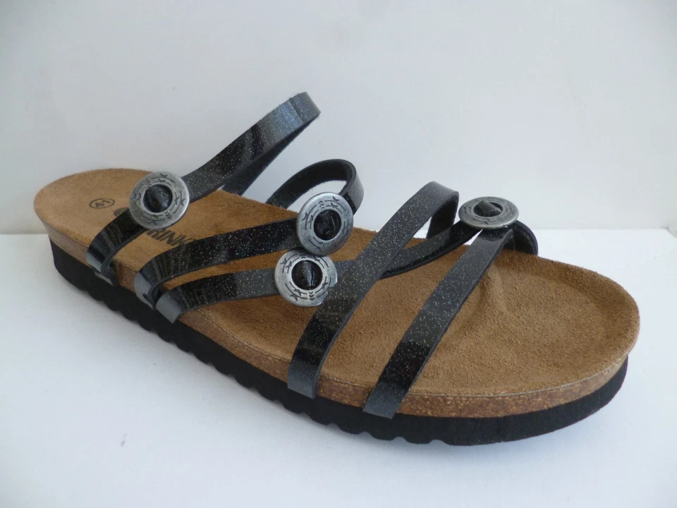 Dr. Brinkmann Damen Pantoletten Hausschuhe Sandalen Schuhe schwarz Lack 700175 - Bild 4 von 4