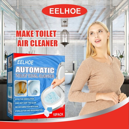 10*Automatic Bleach Toilet Bowl Cleaner Stain Remover Blue Tab-Tablet Flush Tank - Picture 2 of 5