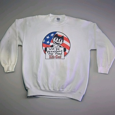 Vintage Kit-Cat Clock Parody Sweatshirt Will Be President For Food Flag Cat XL