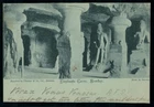 INDIA 1902 QV Picture Postcard "ELEPHANTA CAVES BOMBAY "to FURLEY USA SEA POST