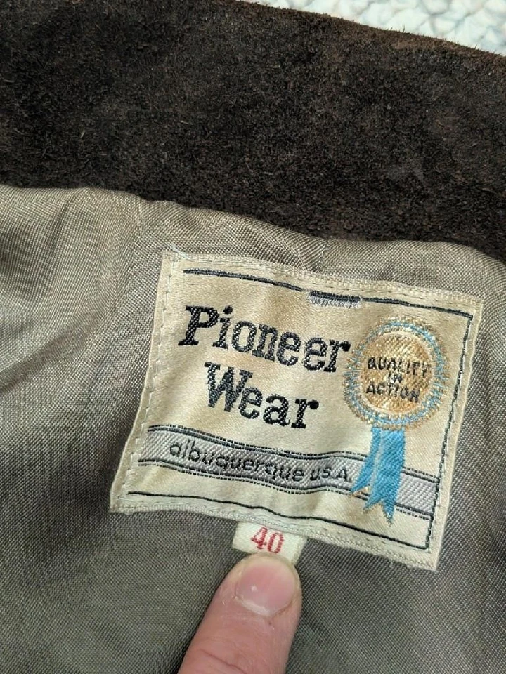 Chaqueta vintage PIONEER WEAR cuero FRINGE 40 cuero de vaca Western piel de ciervo gamuza rrl Foto 4 de 4