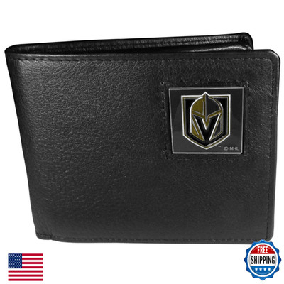 NHL Siskiyou Vegas Golden Knights Leather Bi-Fold Wallet - Official Team Logo