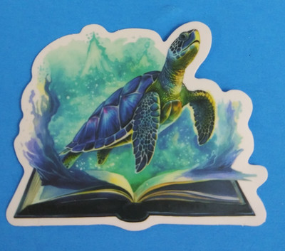 Sea Turtle Magical Book Sticker 2'' x 2.38'' (Z)