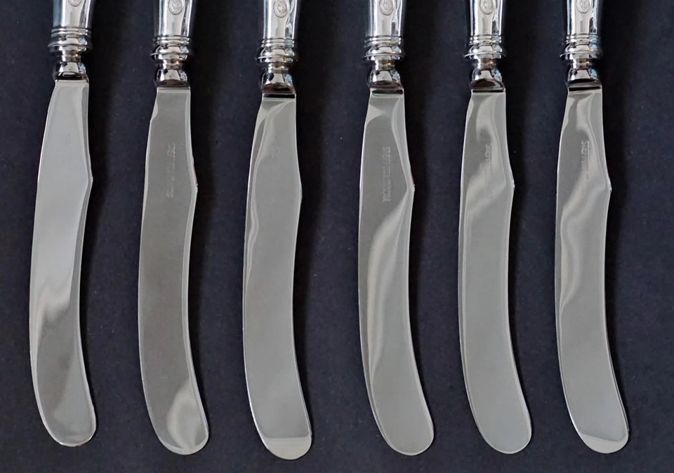 (6) KIRK STIEFF Williamsburg Shell Sterling Silver Hollow Pistol Dinner Knife - Image 4 of 4