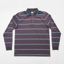 Callaway Polo Mens Large Blue Striped Long Sleeve Shirt C Tech Performance Golf