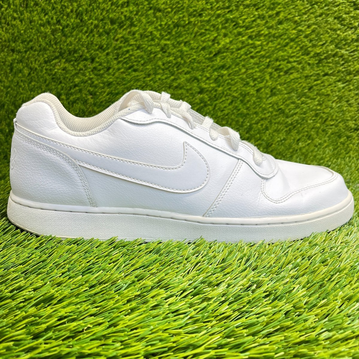 Nike Ebernon Low Mens Size 13 Triple White Athletic Leather Shoes