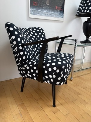 Retro,Cocktailsessel, Ca. 50 er, Schwarz Weiß ,Gepunktet, Gebraucht