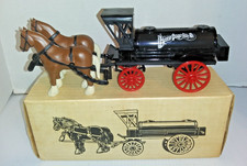 Vtg Ertl Horse Wagon Tanker Bank Cast Metal Pacific Coast Oil Co With Box 9in