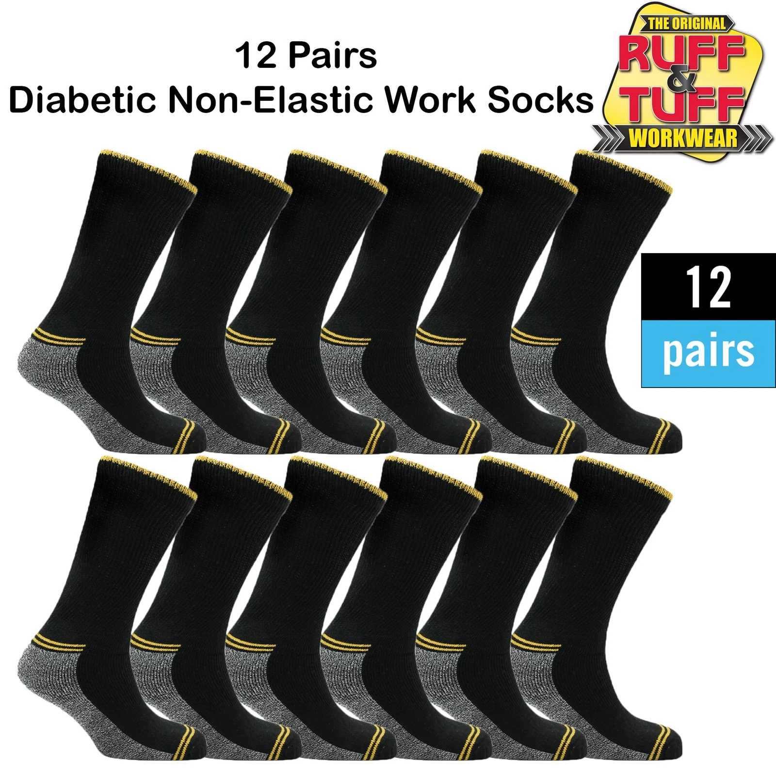 12 PAIRS Mens Diabetic Work Socks Heavy Duty with Reinforced Heels - Size 6-11
Opens in a new window