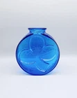 RARE Vintage Blenko Shamrock Clover Cobalt Blue Art Glass Vase 6322 HTF