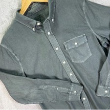 Abercrombie Fitch Men's Button-Up Shirt Gray Washed Cotton Long Sleeve Sz L