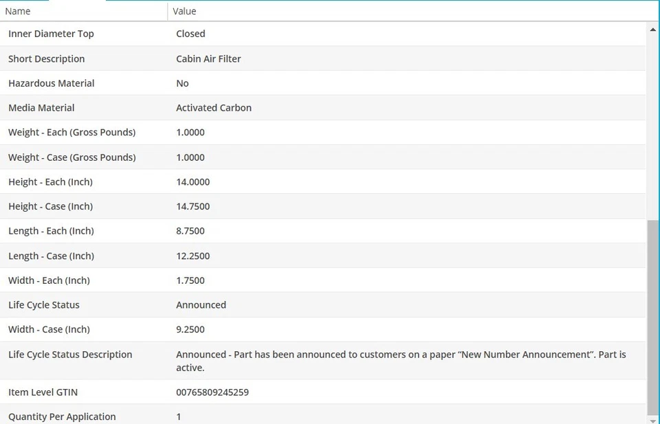 Filtro de aire de cabina WIX para Cadillac BLS 2007-2008 L4-2,0 L Foto 4 de 4