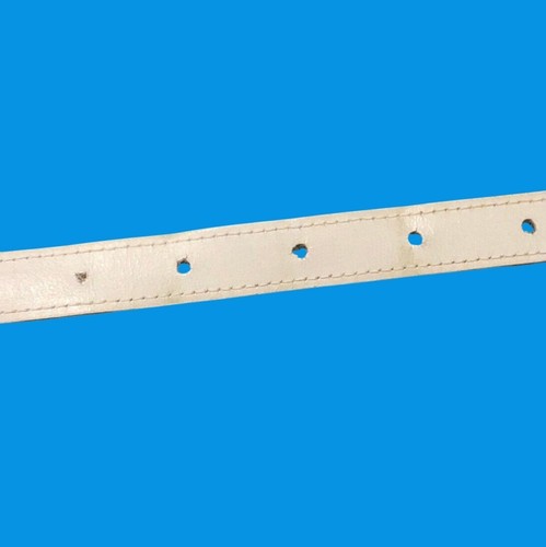 White Leather Belt With Silver Buckle Fits 27”-33” 1/2" wide - Picture 4 of 5
