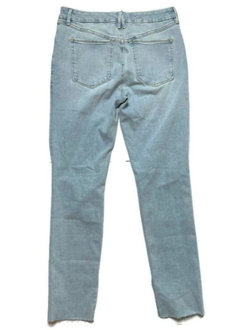 Good American Womens Light Wash Raw Split Hem Distressed Jeans 14