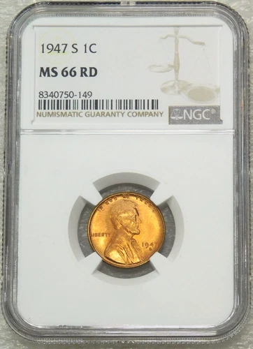1947-S Lincoln Cent NGC MS66RD Bright Red with Luster PQ New Holder #B91Z