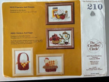 Creative Circle Kit 210 Popcorn and Donuts Hand Embroidery 5"x7" Vintage 1982