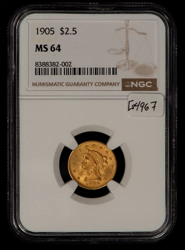 1905 G$2.50 Liberty Head Gold Quarter Eagle - NGC MS 64 - SKU-G4967