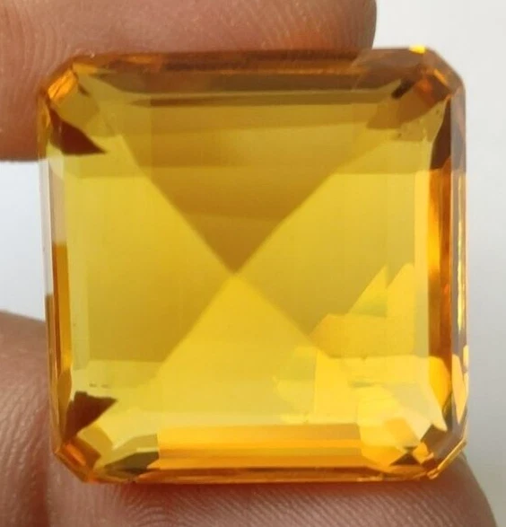 AAA+ Large Yellow Citrine 79.80 Ct. Square Cut Loose Gemstone Gift for Women/Her - Image 3 of 4