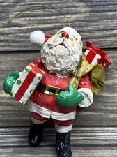 Vintage Christmas Ornament Santa Toy Bag Present Red Suit 5  
