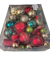 Red Green and Gold Shatterproof Christmas Tree Decorations 60 Ct