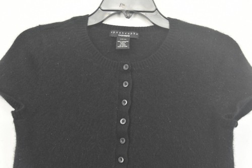 Apostrophe Cashmere Girls Black Button-Up Cap Sleeve Pullover Sweater L14-16 - Picture 3 of 9