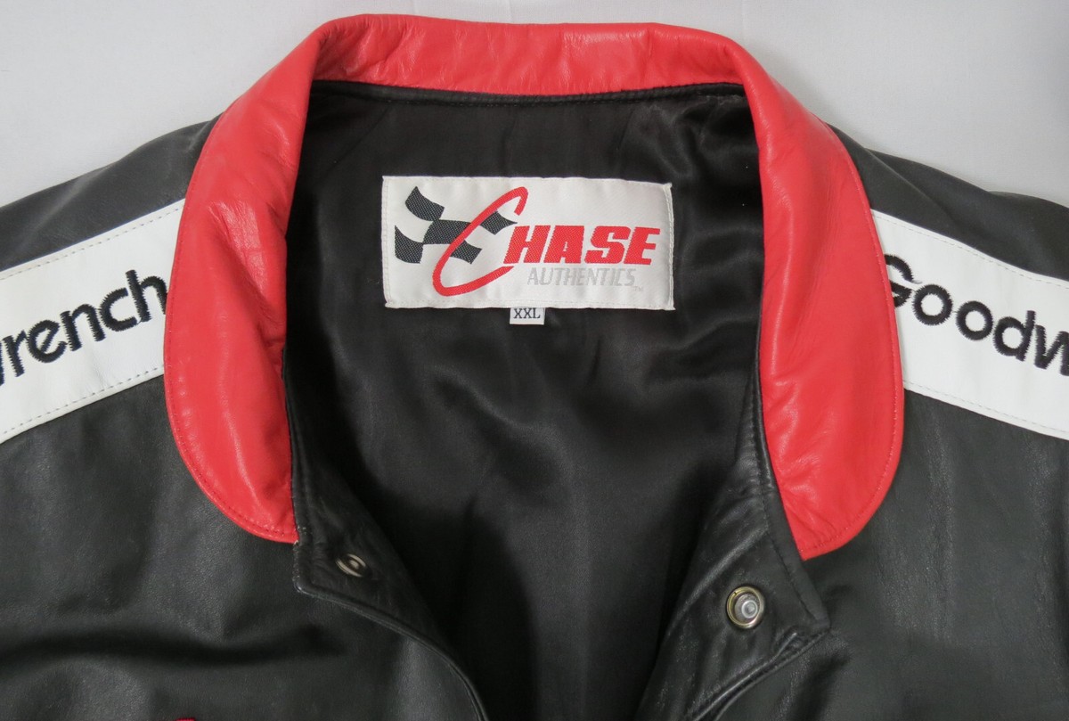Vtg CHASE Authentics USA Men's XXL Leather NASCAR Bomber Jacket