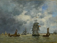 EUGENE BODIN Art Poster or Canvas Print "ANVERS, GROS TEMPS SUR L'ESCAUT"