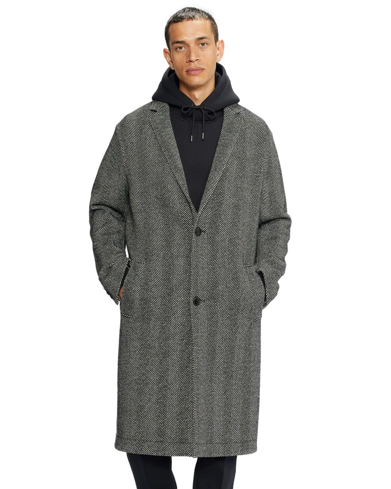 Ted Baker Men's Travers  Herringbone Weave Overcoat Coat 71% Wool - Image 2 of 3