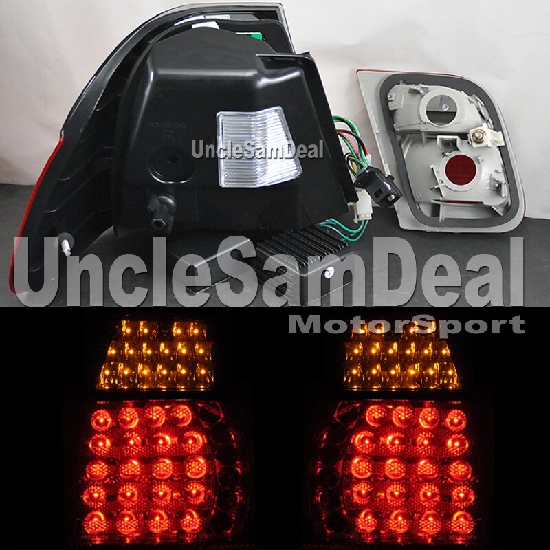 FOR 0205 BMW E46 3SERIES 4DR SEDAN RED CLEAR LED TAIL LIGHTS AMBER