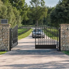 ZUMI 16x6 ft. Dual Swing Gates for Driveway Heavy Duty Iron Gates for Outdoor