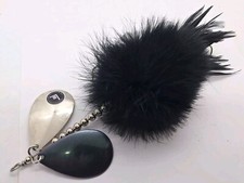 10" Bangarang Customs Baits Double 9 Blk Nickel Bou Bucktail Spinner Musky Lure