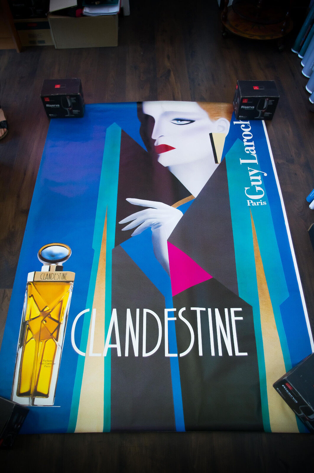 GUY LAROCHE CLANDESTINE BY RAZZIA 1986 4x6 ft Original Vintage Poster