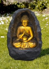 15" H Golden/Black Buddha Fountain W/LED Indoor Tabletop Fountain Water Feature