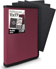 11X17 Art Portfolio Binder with Black Mounting Paper Ruby , Large Portfolio Fol