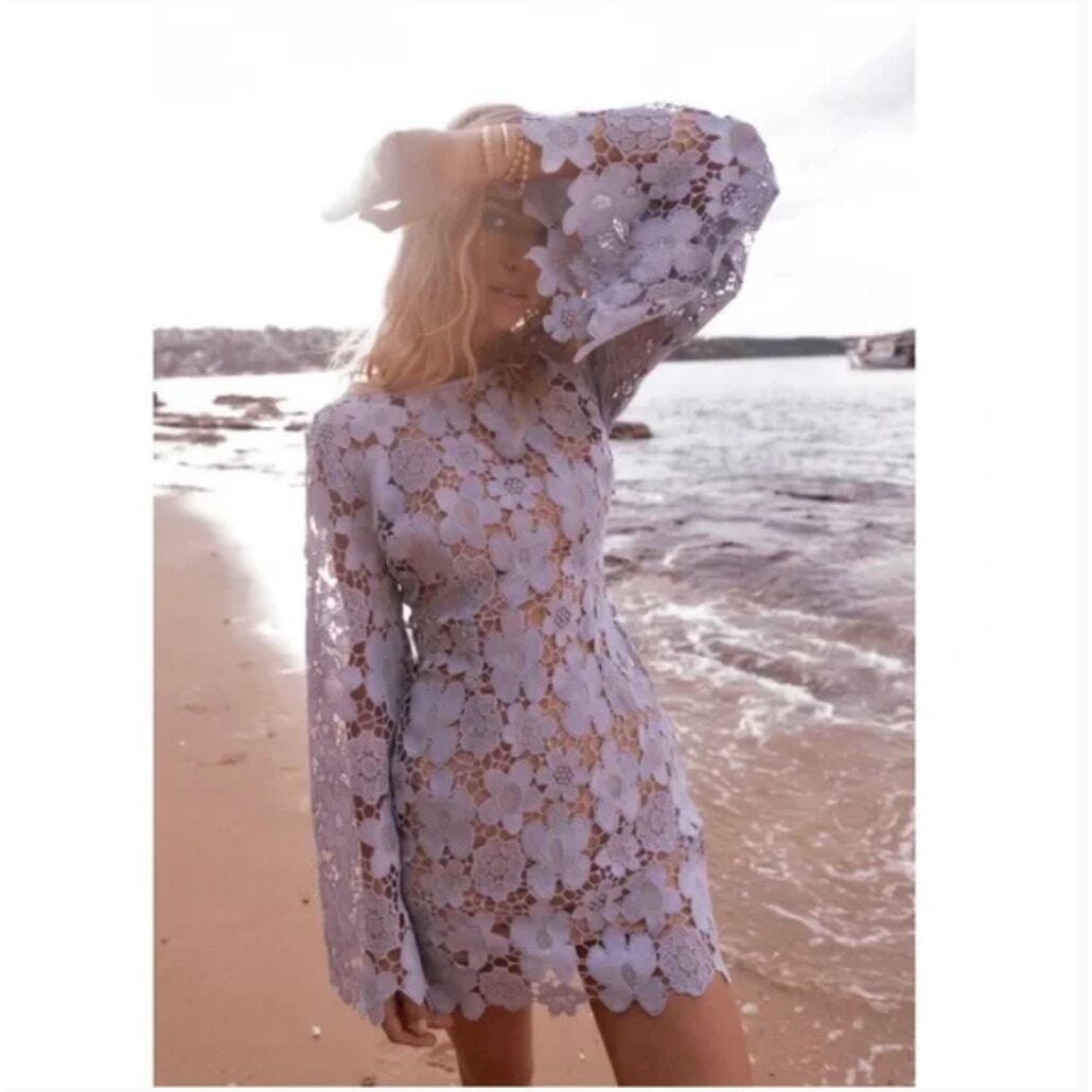 free people crochet mini dress Free People Hudson Cotton Crochet Mini Dress XS /XL $168