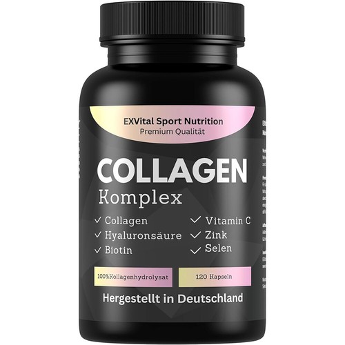Collagen Hyaluronsäure Komplex, 120 Kapseln 1000mg Kollagen von EXVital - Bild 1 von 8