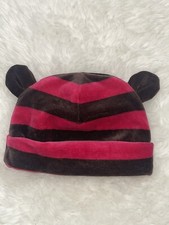 NWT BABY GAP NEWBORN 0-3 MONTHS HAT WITH EARS VELOUR BROWN PINK STRIPED STRIPE